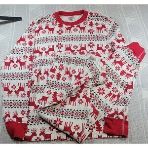 Hanna Andersson Red and White Reindeer Pajama Set